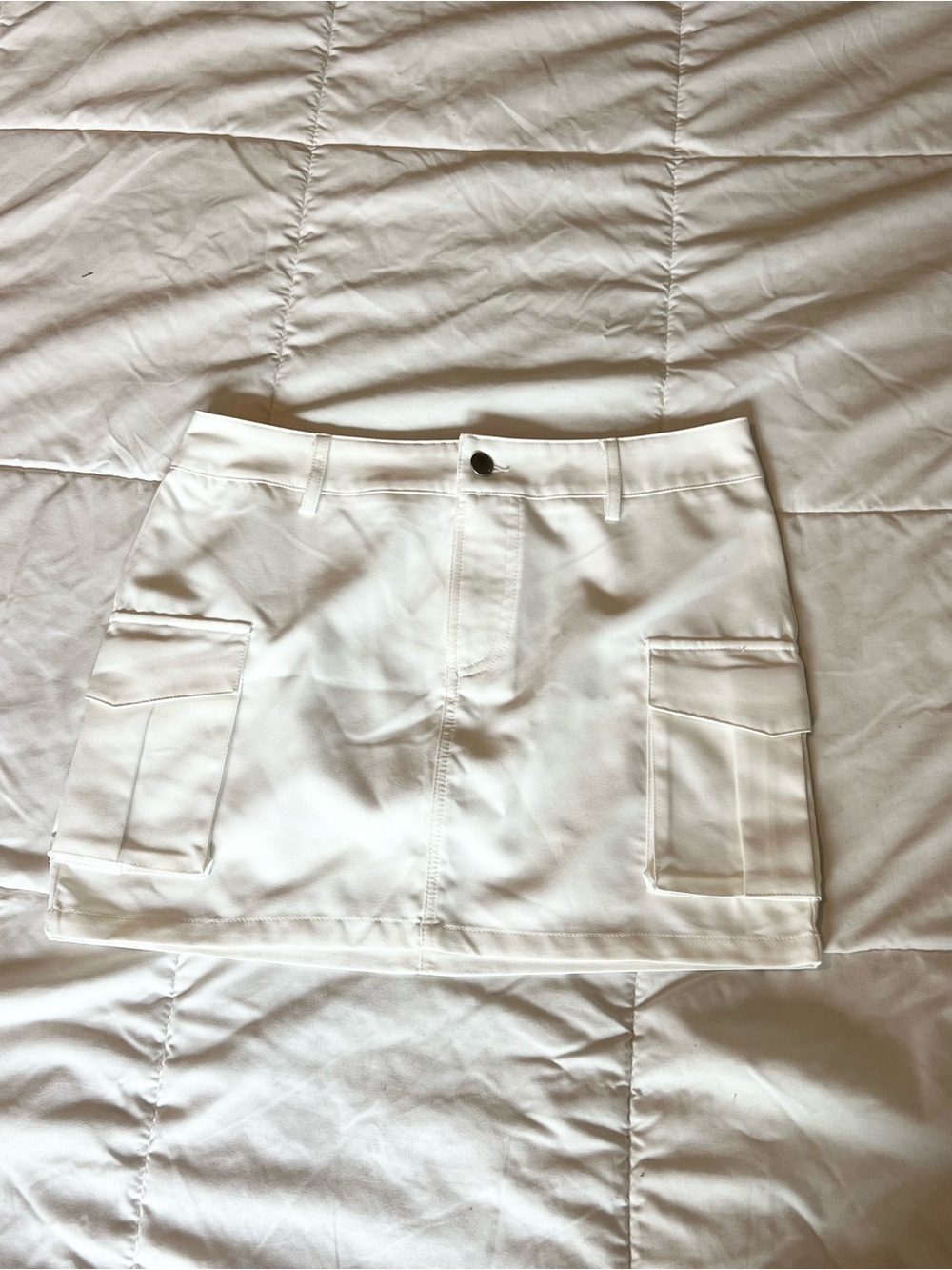 White Cargo Pocket Mini Skort - Women Shorts